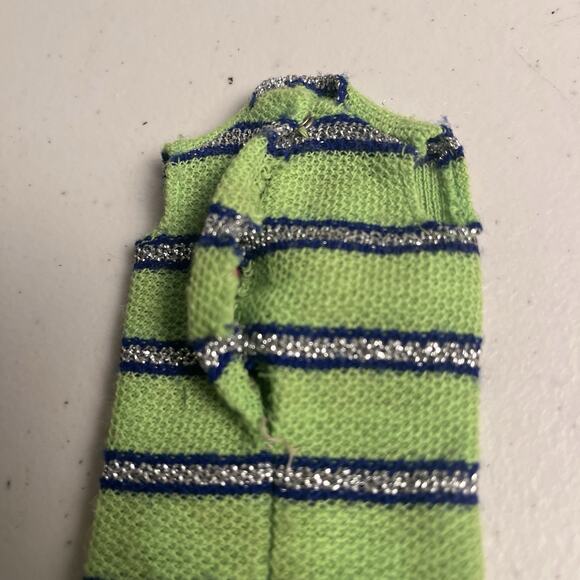 Vintage Barbie Now Knit #1452 Lime Green Knit Dress & Hat Mod 1970 Fashion - Picture 11 of 12